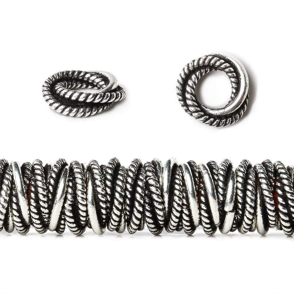 10mm Antiqued Sterling Silver Plated Copper Twist and Plain Jump ring 8 inch 95 pcs - Beadsofcambay.com