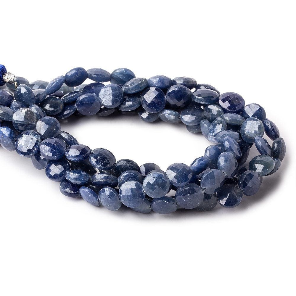 10mm Blue Sapphire faceted coins 8 inch 21 pieces - Beadsofcambay.com