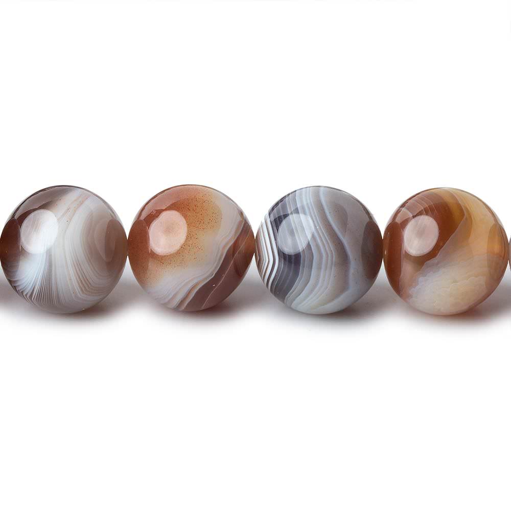 10mm Botswana Agate plain round beads 16 inch 39 pieces AAA - Beadsofcambay.com
