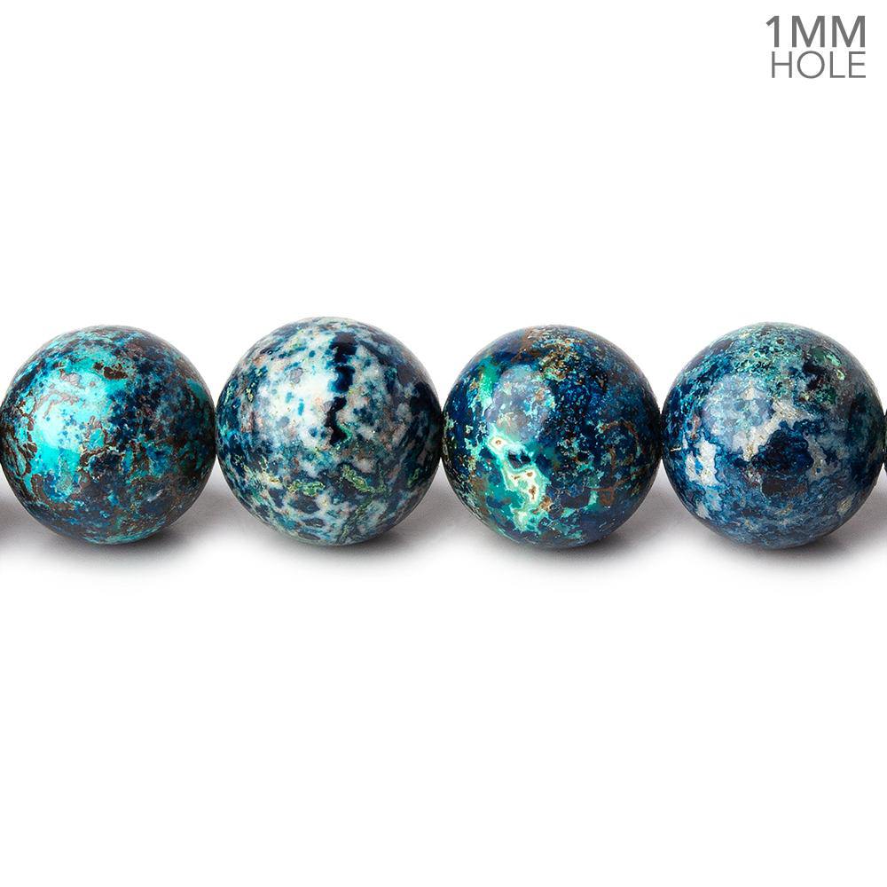10mm Chrysocolla plain round large hole beads 15.5 inch 41 pieces A - Beadsofcambay.com