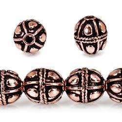 10mm Copper Bead Bead Round Pear Design 8 inch 18 pcs - Beadsofcambay.com