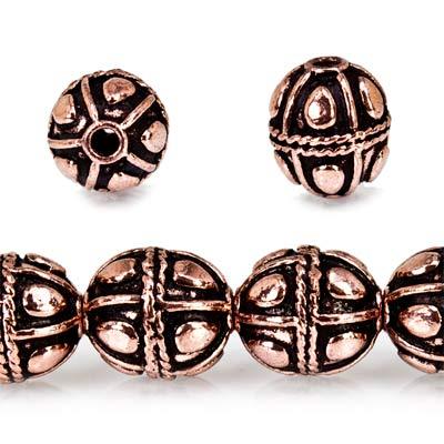 10mm Copper Bead Bead Round Pear Design 8 inch 18 pcs - Beadsofcambay.com