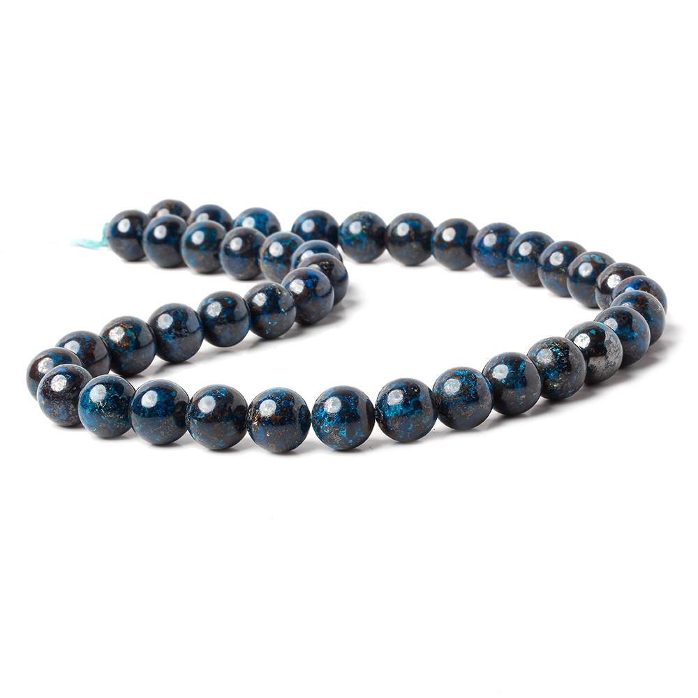 10mm Dark Chrysocolla Plain Rounds 16 inch 40 beads A - Beadsofcambay.com