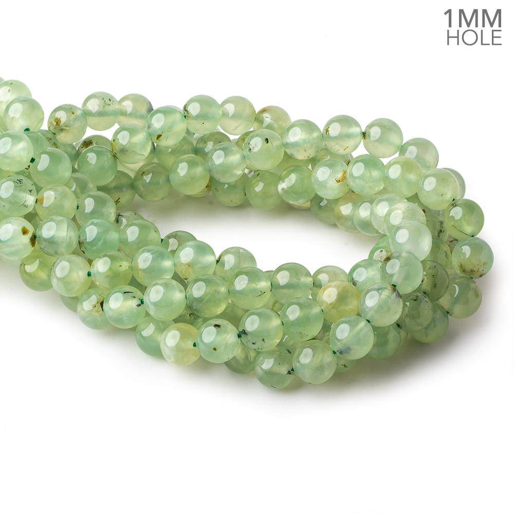10mm Dendritic Prehnite plain round large hole beads 15.5 inch 41 pieces A - Beadsofcambay.com