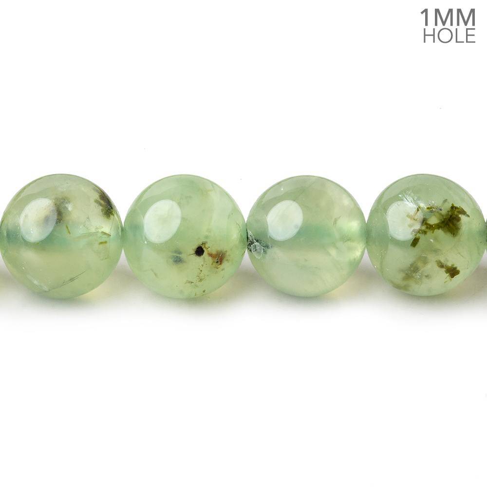 10mm Dendritic Prehnite plain round large hole beads 15.5 inch 41 pieces A - Beadsofcambay.com