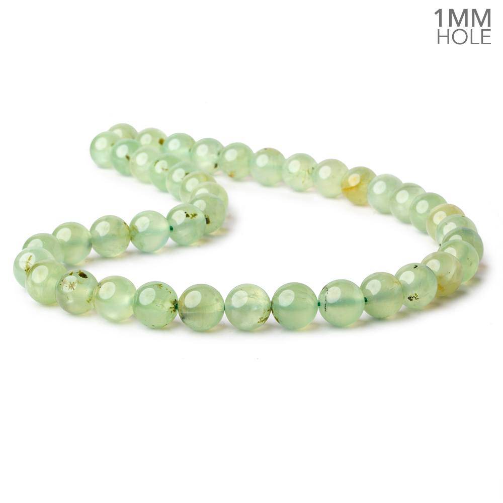 10mm Dendritic Prehnite plain round large hole beads 15.5 inch 41 pieces A - Beadsofcambay.com