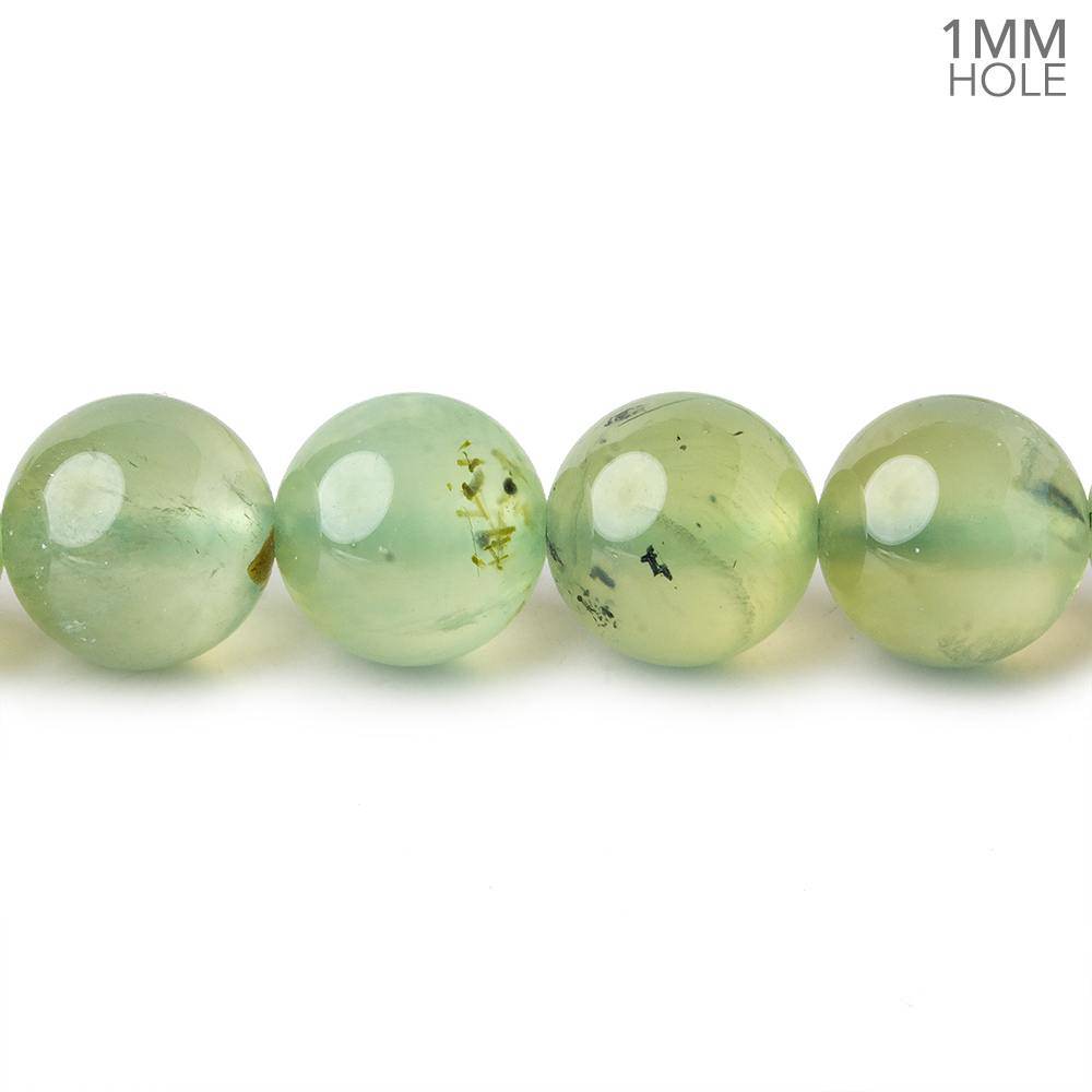 10mm Dendritic Prehnite plain round large hole beads 15.5 inch 41 pieces AA - Beadsofcambay.com