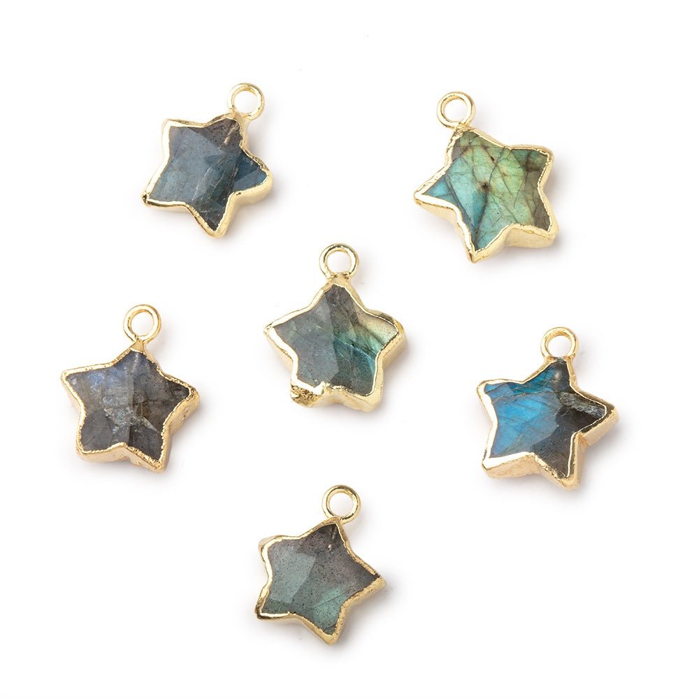 10-11mm Gold Leafed Labradorite Faceted Star Focal Pendant 1 piece - Beadsofcambay.com