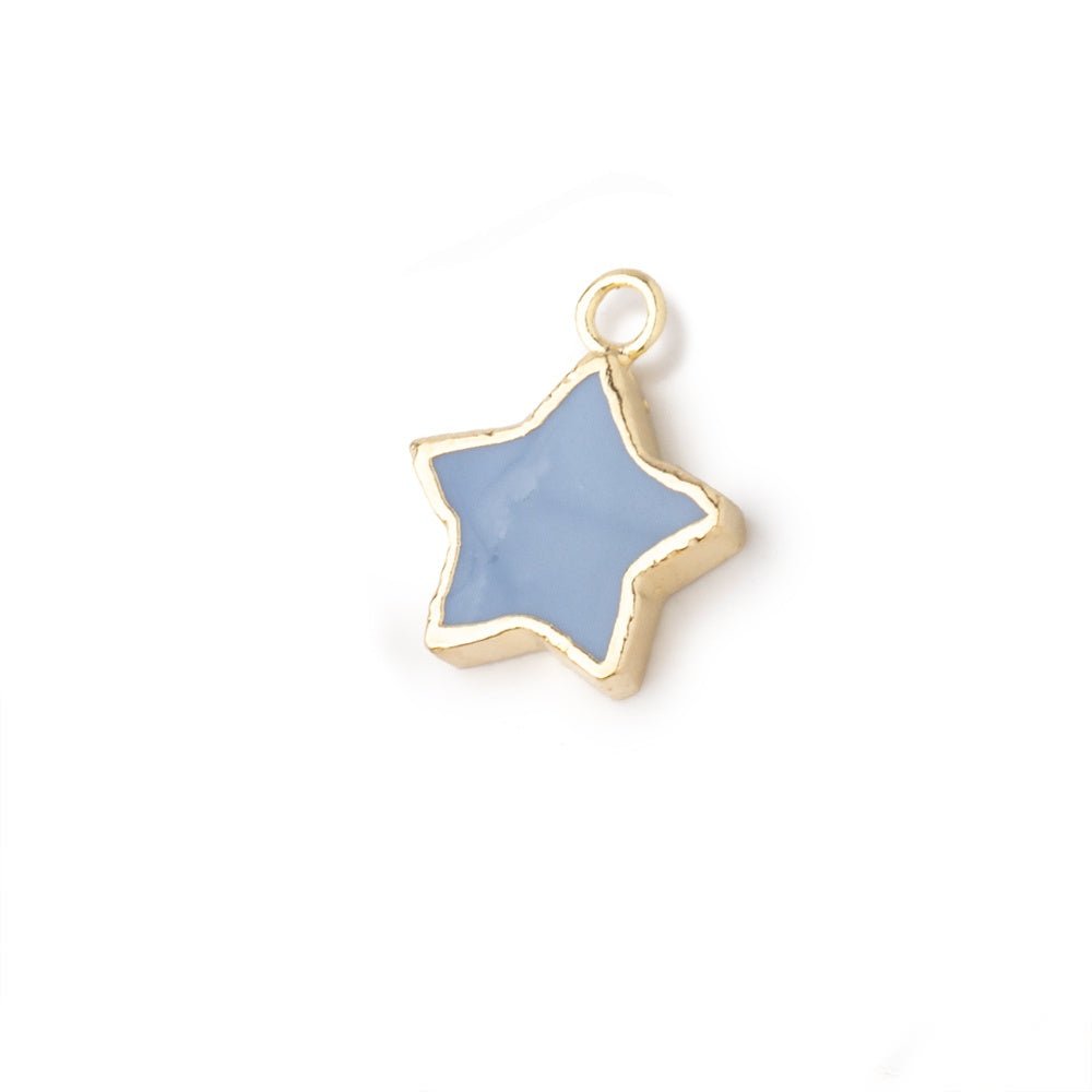 10mm Gold Leafed Owyhee Blue Opal Star Focal Pendant 1 piece - Beadsofcambay.com