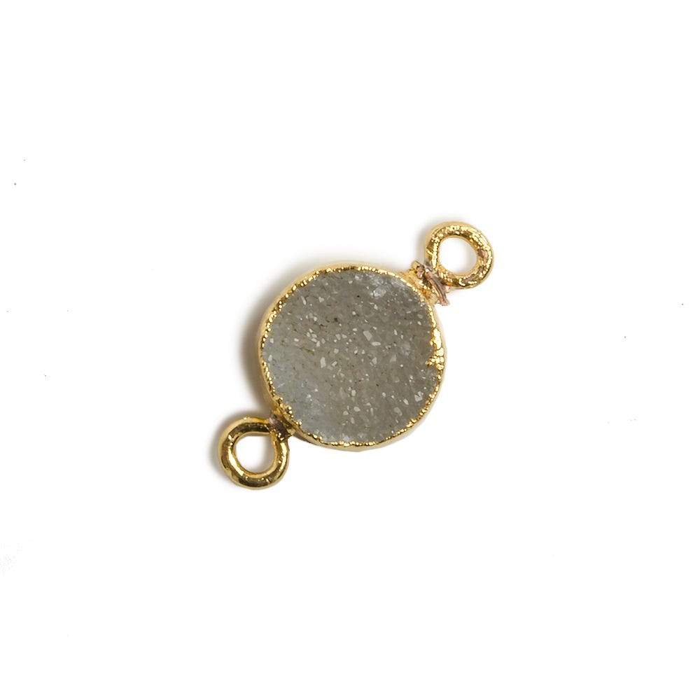 10mm Gold Leafed White Drusy Coin 2 ring Connector 1 piece - Beadsofcambay.com