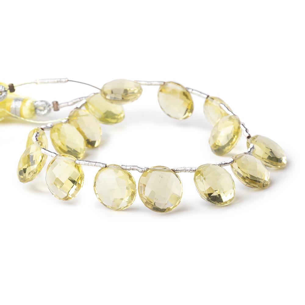 10mm Lemon Quartz Top Drilled Faceted Coin Beads 7 inch 15 pieces - Beadsofcambay.com