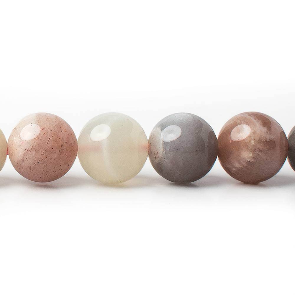 10mm Multi-color Moonstone plain round beads 16 inch 41 pieces AA Grade - Beadsofcambay.com