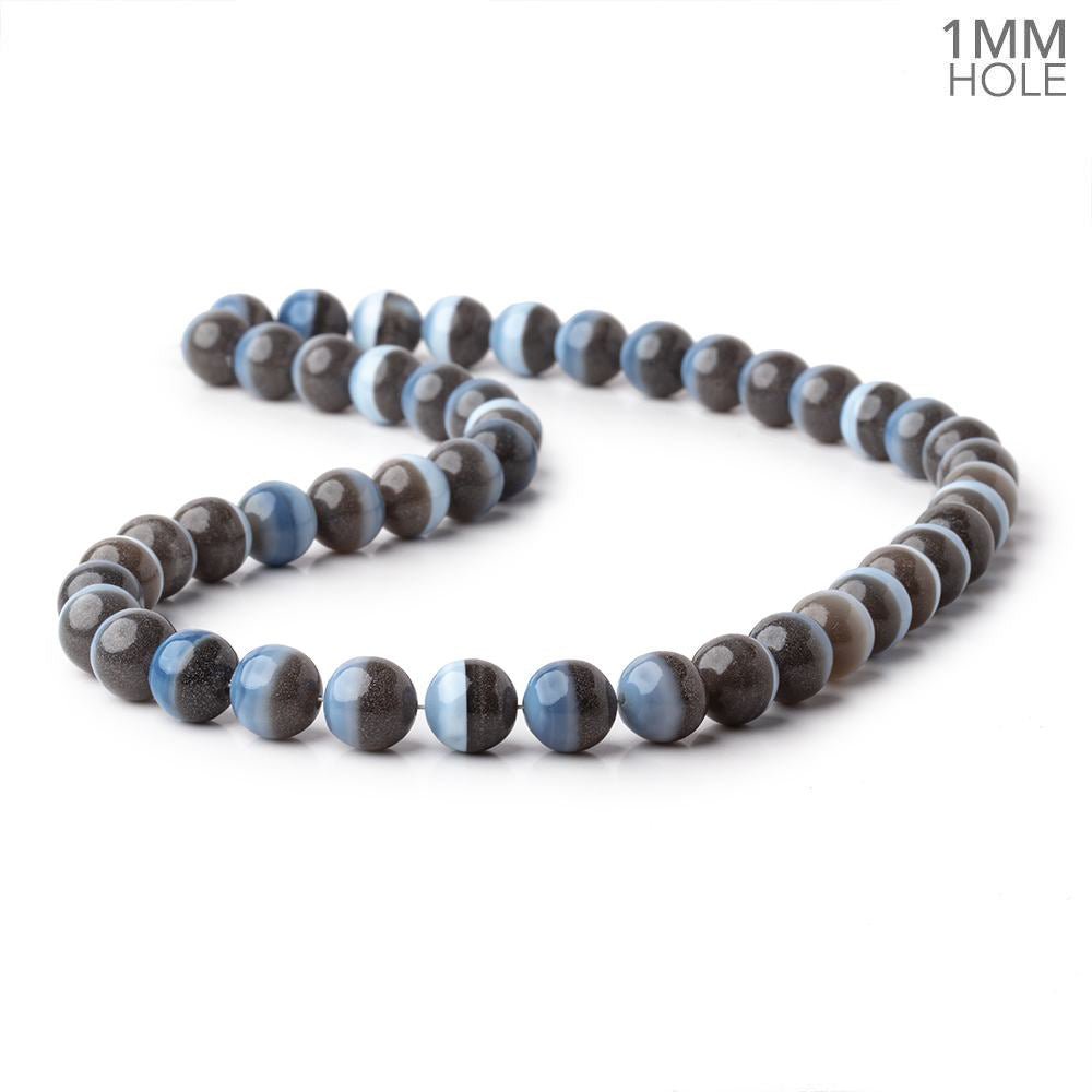 10mm Owyhee Blue Opal & Grey Agate Plain Round Beads 18 inch 47 pieces AAA - Beadsofcambay.com