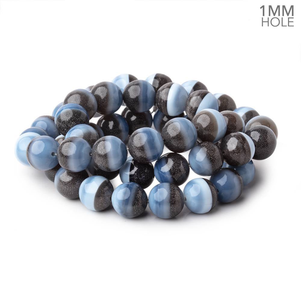 10mm Owyhee Blue Opal & Grey Agate Plain Round Beads 18 inch 47 pieces AAA - Beadsofcambay.com