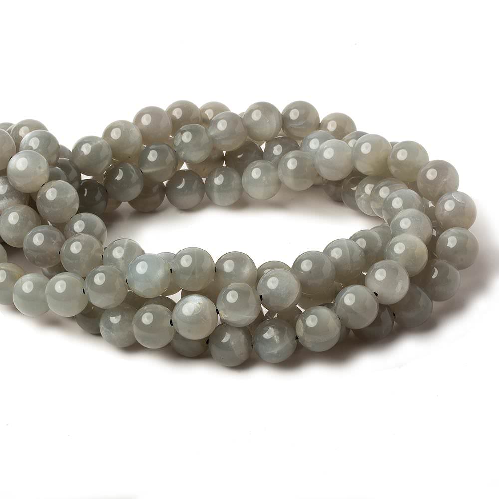 10mm Platinum Grey Moonstone Plain Rounds 16 inch 41 beads AA - Beadsofcambay.com