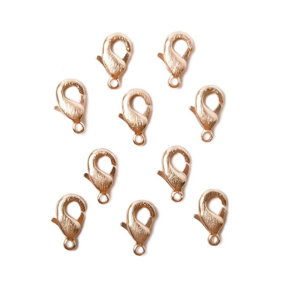 10mm Rose Gold plated Brushed Lobster Clasp Set of 10 - Beadsofcambay.com