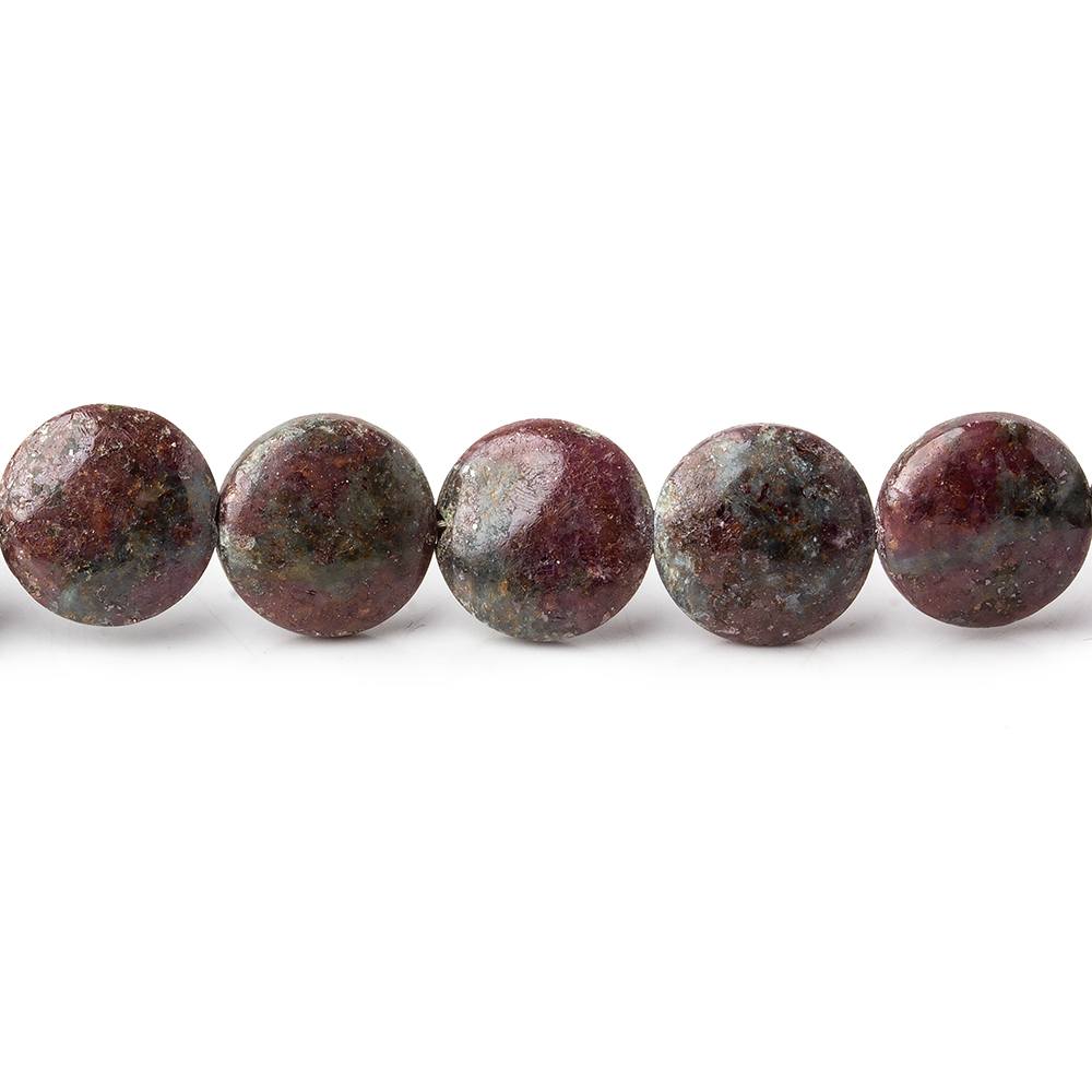 10mm Ruby in Kyanite plain coins 18 inch 47 beads - Beadsofcambay.com