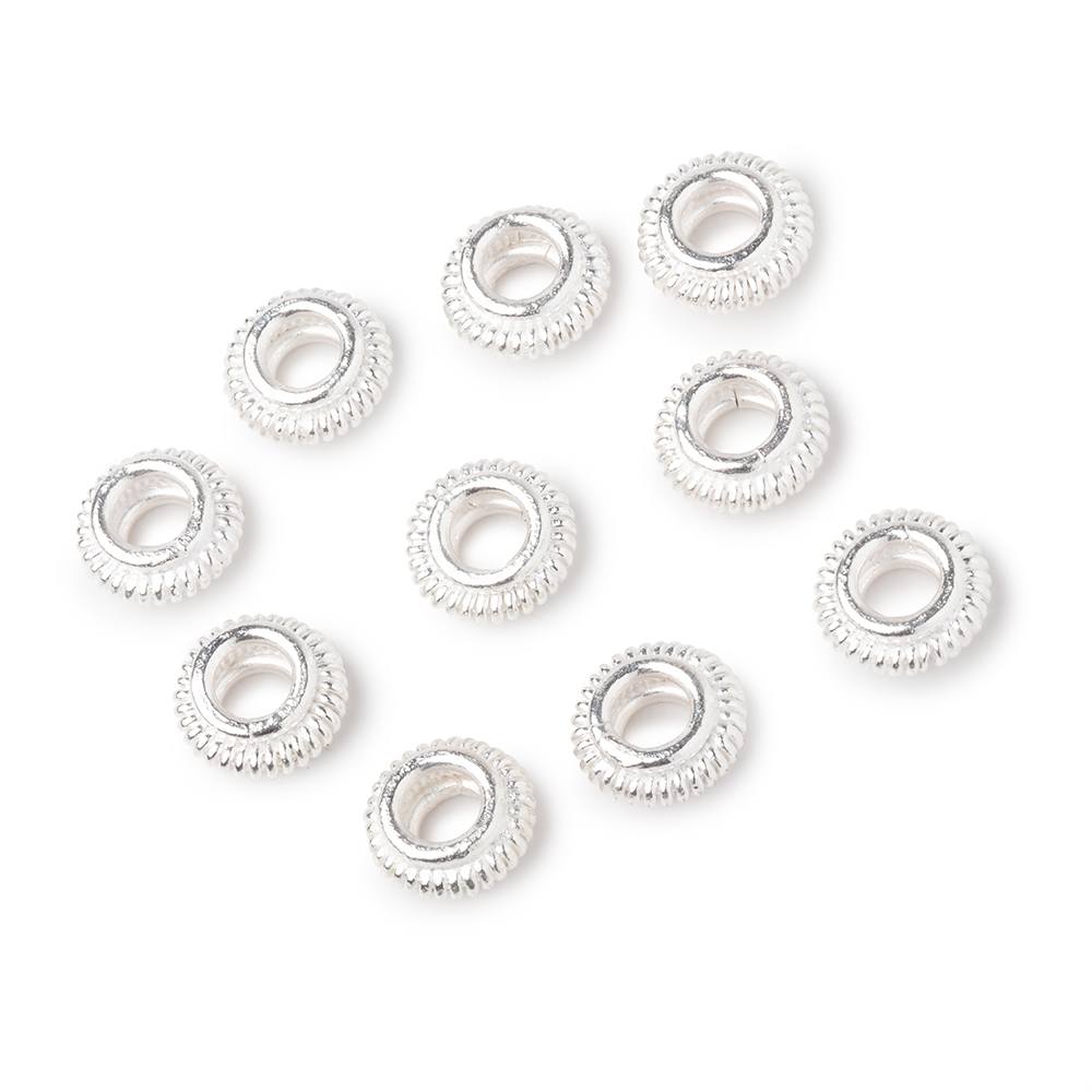 10mm Silver Plated Copper Pinwheel Design Spacer Set of 10 Large Hole Beads - Beadsofcambay.com