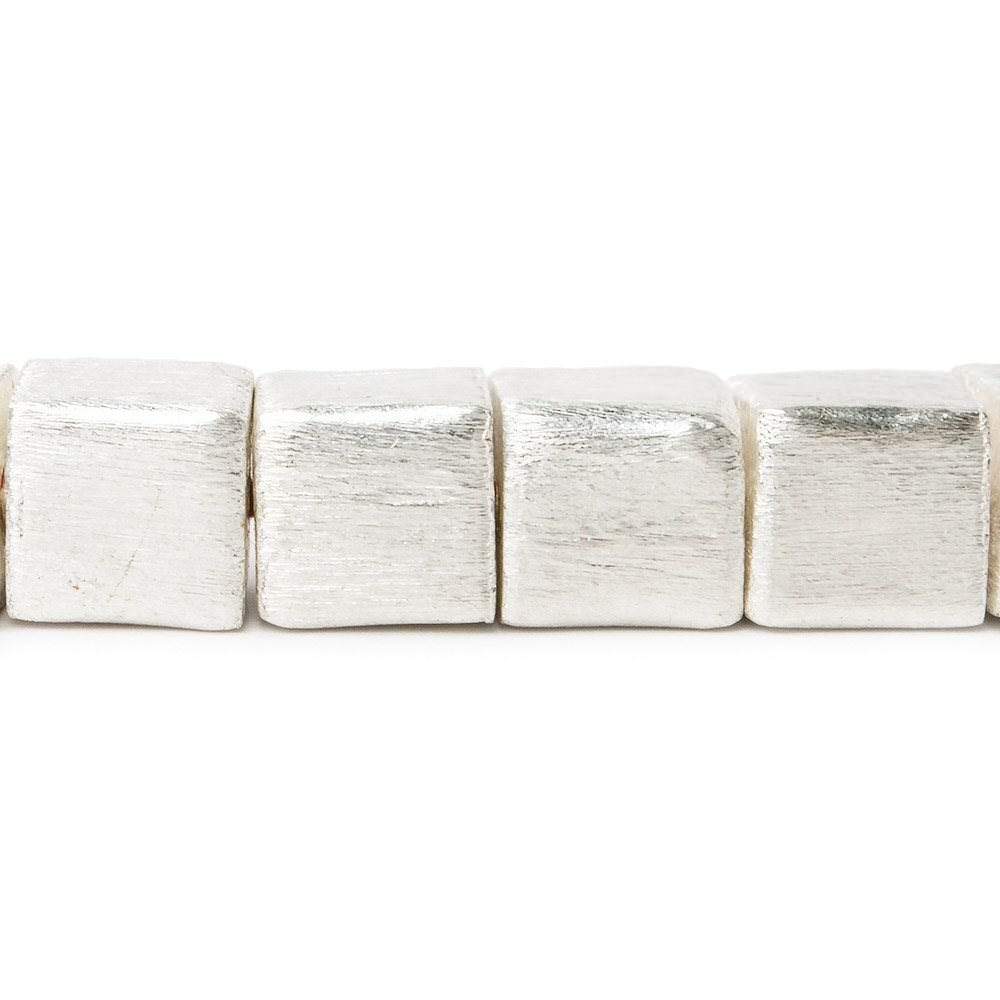10mm Sterling Silver plated Copper Brushed Cube Beads 19 pieces - Beadsofcambay.com