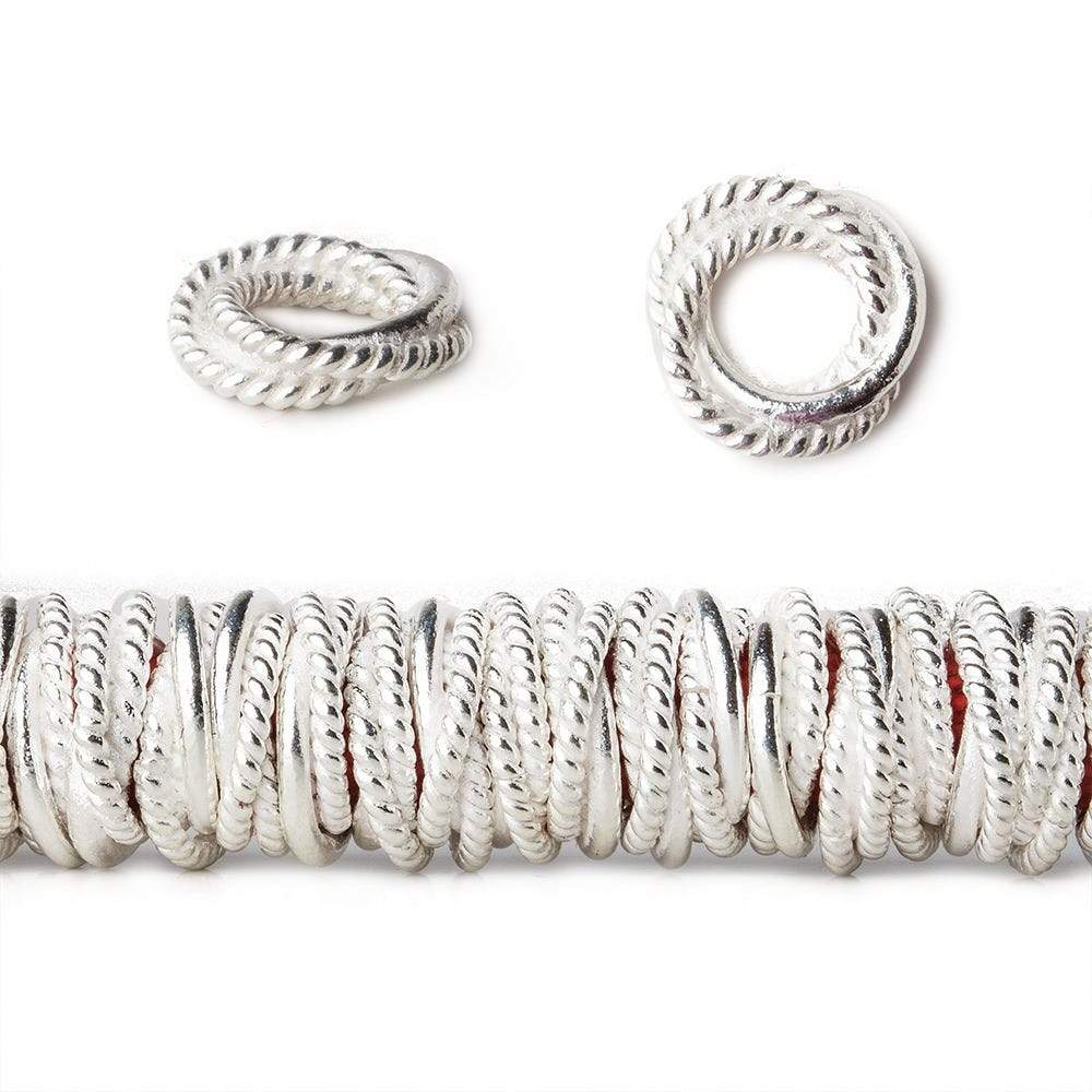 10mm Sterling Silver Plated Copper Jumpring Twist and Plain 8 inch 90 beads - Beadsofcambay.com