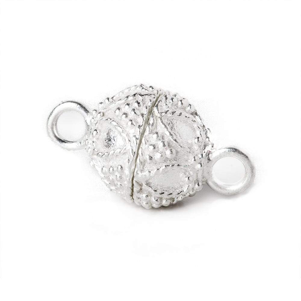 10mm Sterling Silver plated Copper Magnetic Ball Clasp Miligrain 1 piece - Beadsofcambay.com