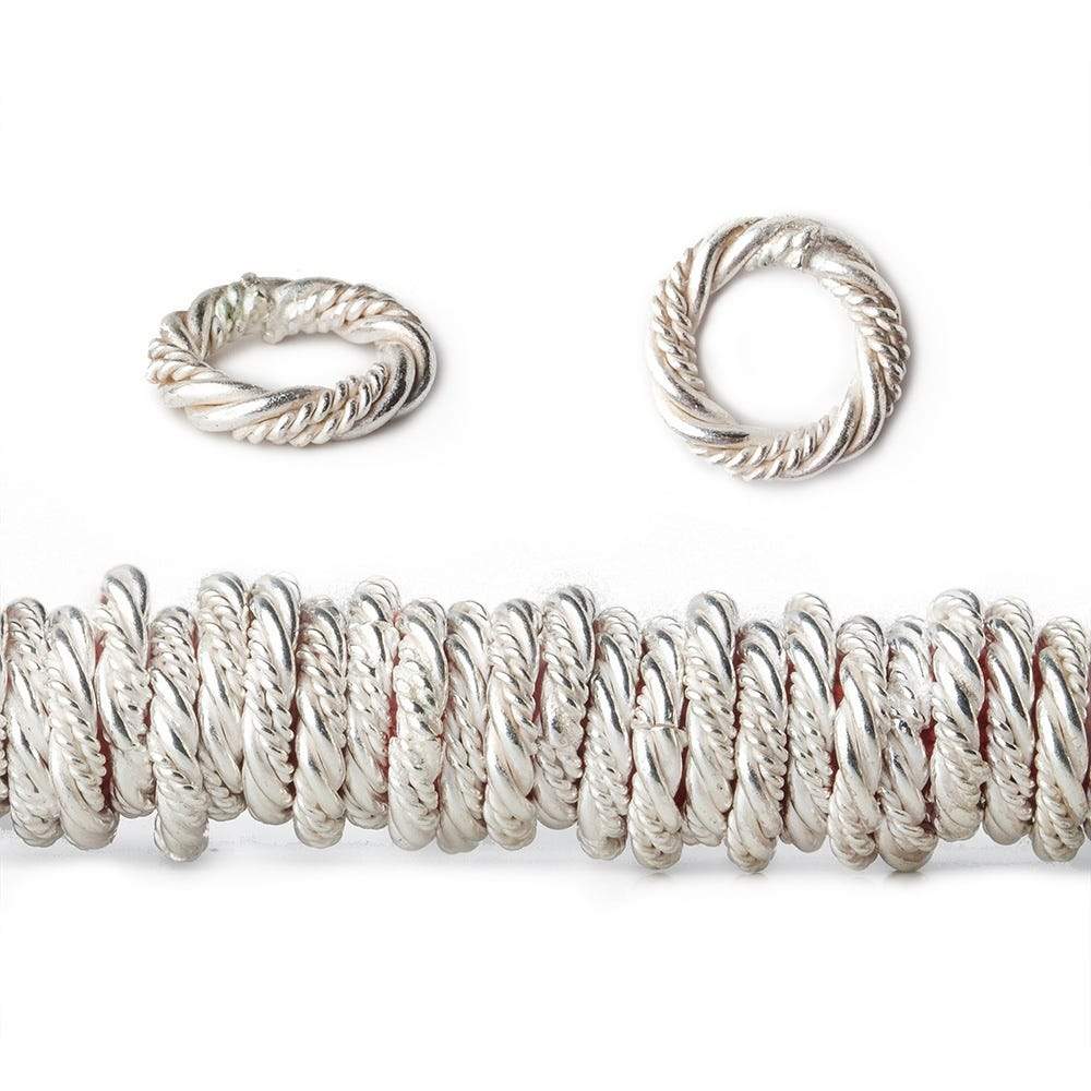 10mm Sterling Silver Plated Copper Twist and Plain Jumpring 8 inch 96 beads - Beadsofcambay.com