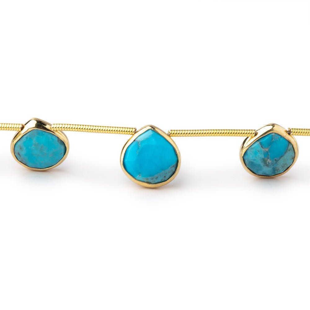 10mm Vermeil Bezel Turquoise Howlite Faceted Heart Beads 6 inch 8 pieces - Beadsofcambay.com