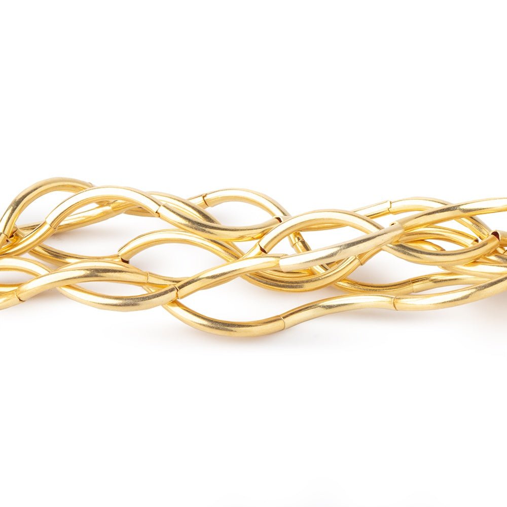 10mm x 1mm 22kt Gold Plated Copper Curved Tube Beads 7.5 inch 20 pieces - Beadsofcambay.com