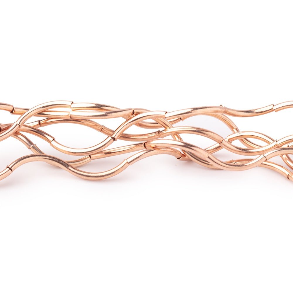 10mm x 1mm Rose Gold Plated Copper Curved Tube Beads 32 inch 80 pieces - Beadsofcambay.com