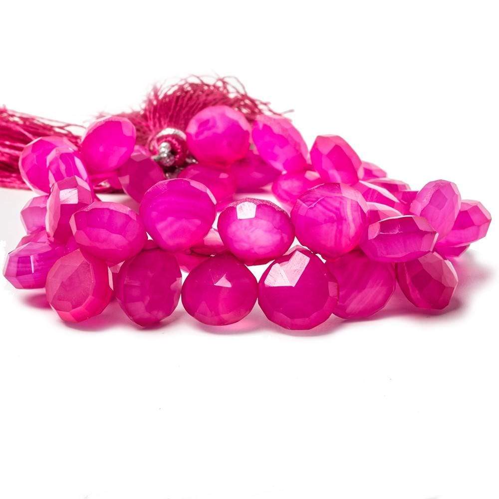 10x10-11.5x11.5mm Hot Lipstick Pink Chalcedony Faceted Heart Beads 8 inch 42 pieces - Beadsofcambay.com