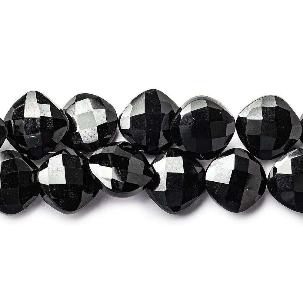 10x10-11x11mm Black Onyx corner drilled faceted pillow beads 8 inch 39 pieces AAA - Beadsofcambay.com