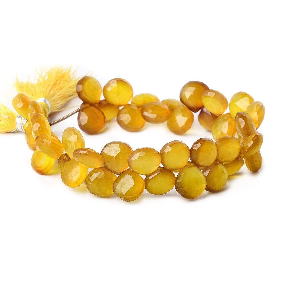 10x10-11x11mm Butterscotch Yellow Chalcedony Heart Briolettes 8 inch 45 pcs - Beadsofcambay.com