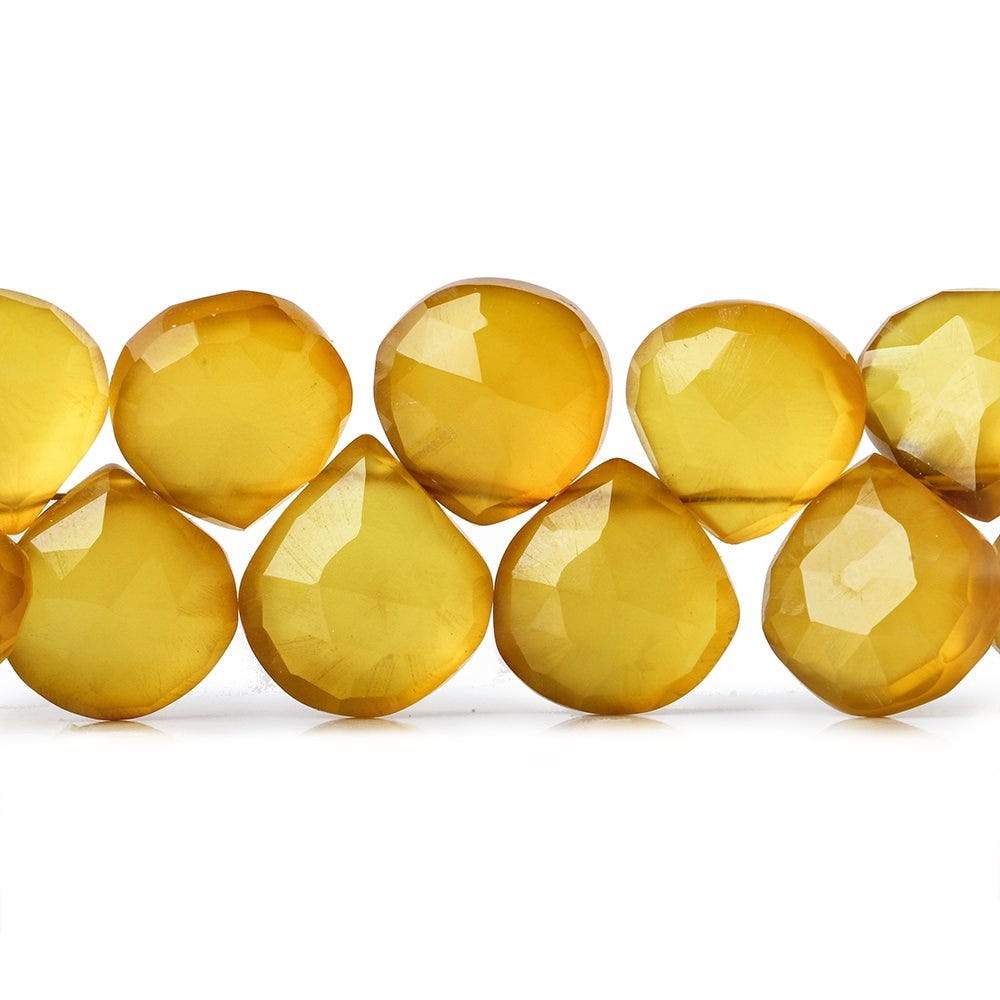 10x10-11x11mm Butterscotch Yellow Chalcedony Heart Briolettes 8 inch 45 pcs - Beadsofcambay.com