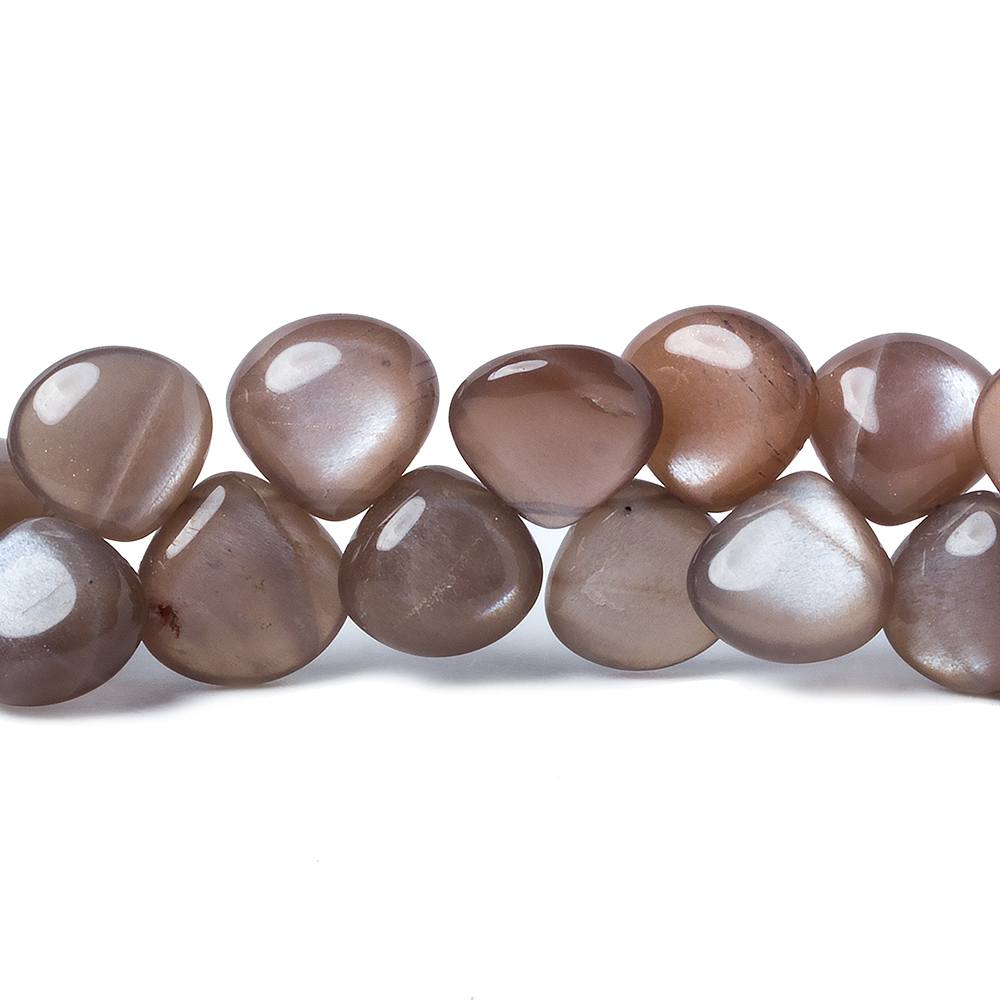 10x10-11x11mm Chocolate Brown Moonstone plain heart beads 8 inch 39 pieces - Beadsofcambay.com