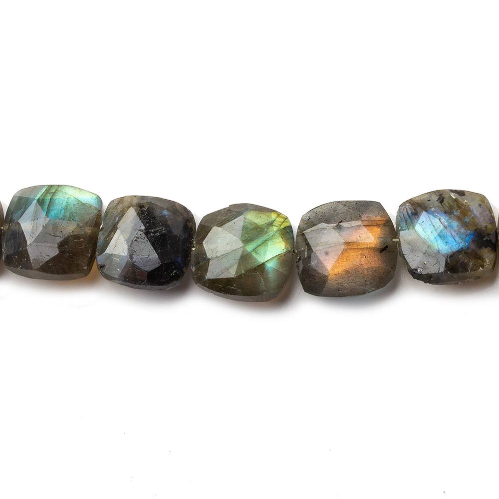 10x10-11x11mm Labradorite faceted square cushion beads 8 inch 18 pieces - Beadsofcambay.com