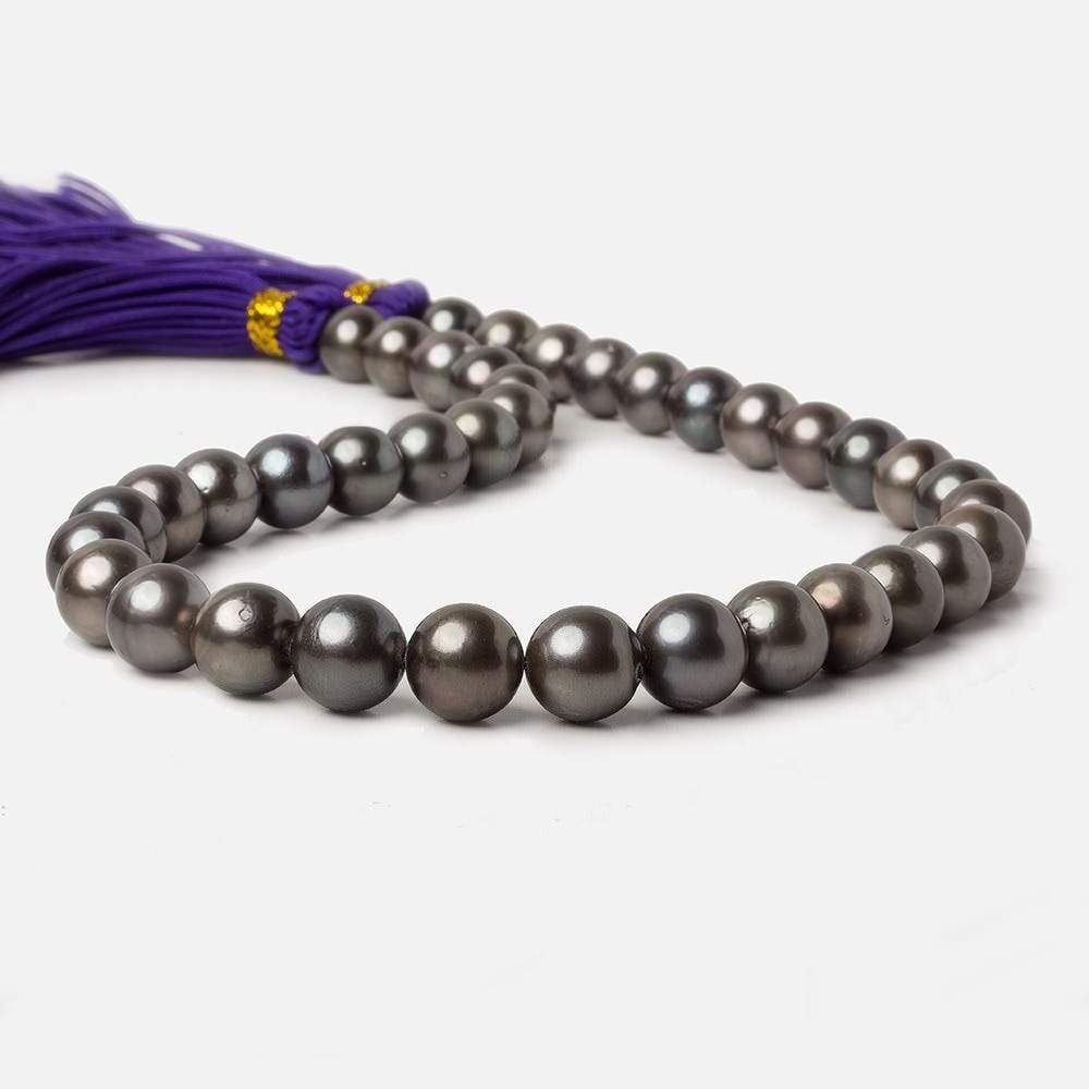 10x10-11x11mm Peacock Tahitian Round Saltwater Pearls 16 inch 38 pieces A - Beadsofcambay.com