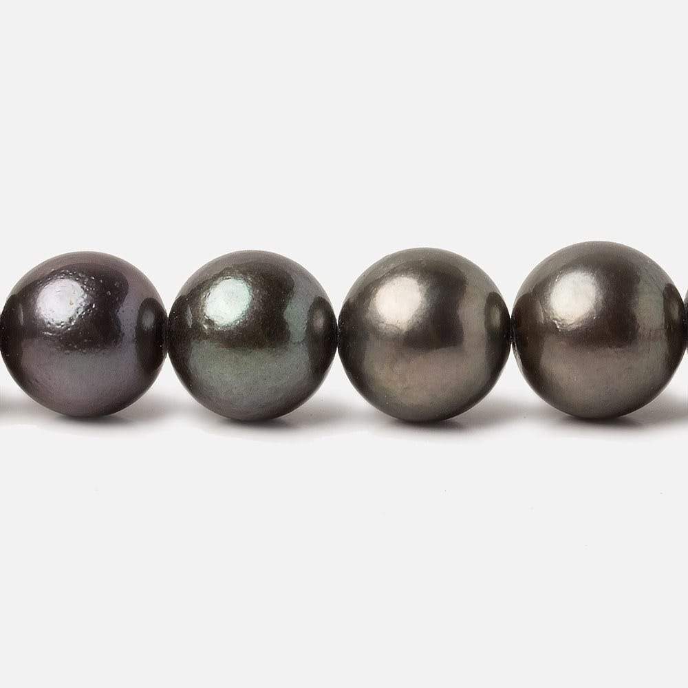 10x10-12x11.5mm Peacock Tahitian Round Saltwater Pearls 16 inch 38 pieces A - Beadsofcambay.com