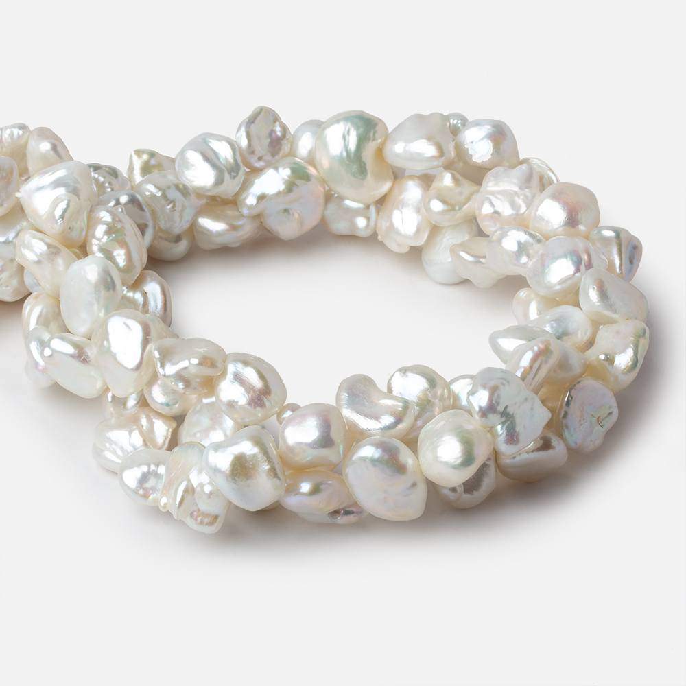 10x10-12x11mm Off White side drill Keshi Freshwater Pearl 16 inch 40 pieces AAA - Beadsofcambay.com