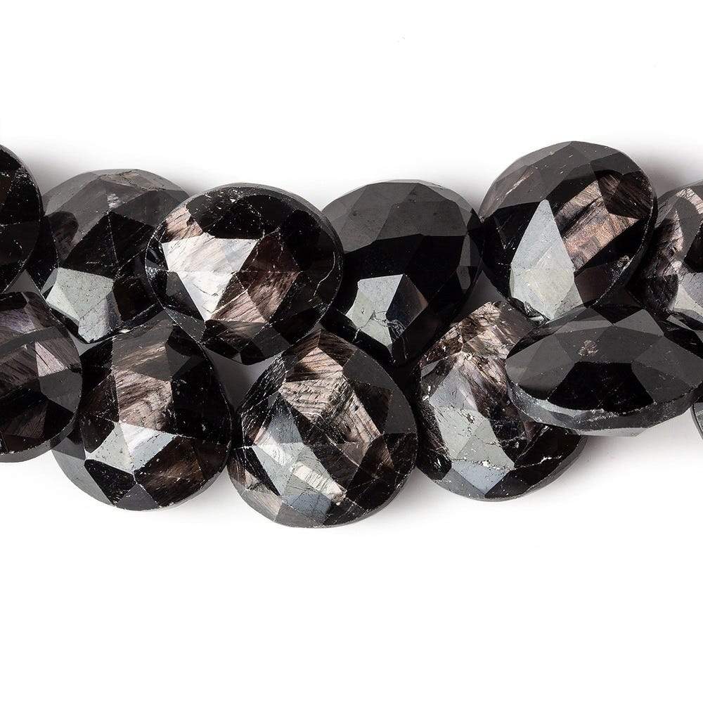 10x10-13x13mm Hypersthene faceted heart beads 6.5 inches 29 pieces A - Beadsofcambay.com