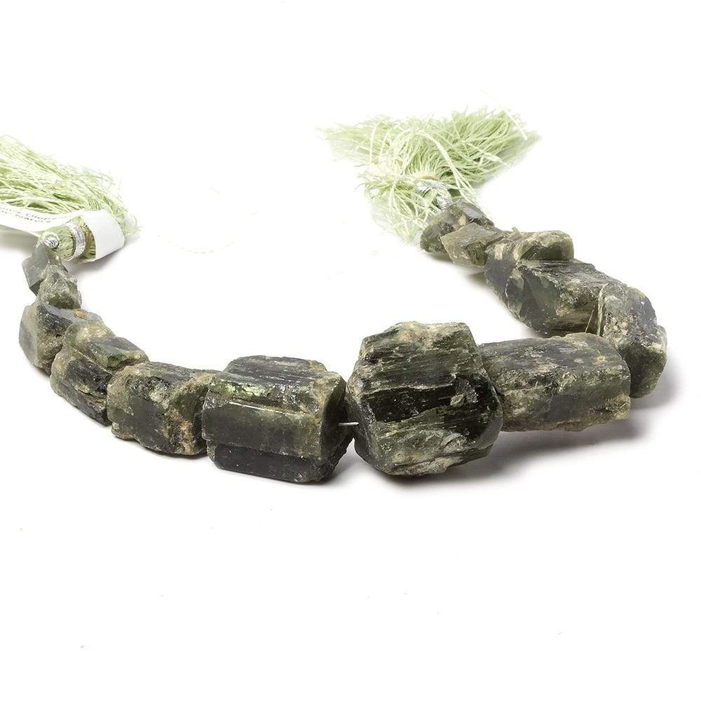 10x10-20x21mm Chrome Diopside Straight Drilled Natural Crystal 7.5 inch 13 pieces - Beadsofcambay.com