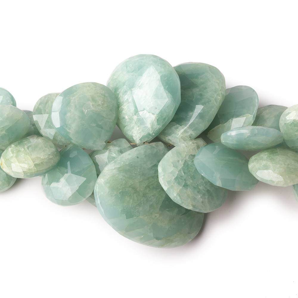 10x10-26x26mm Milky Aquamarine Faceted Heart Beads 8.5 inch 52 pieces - Beadsofcambay.com