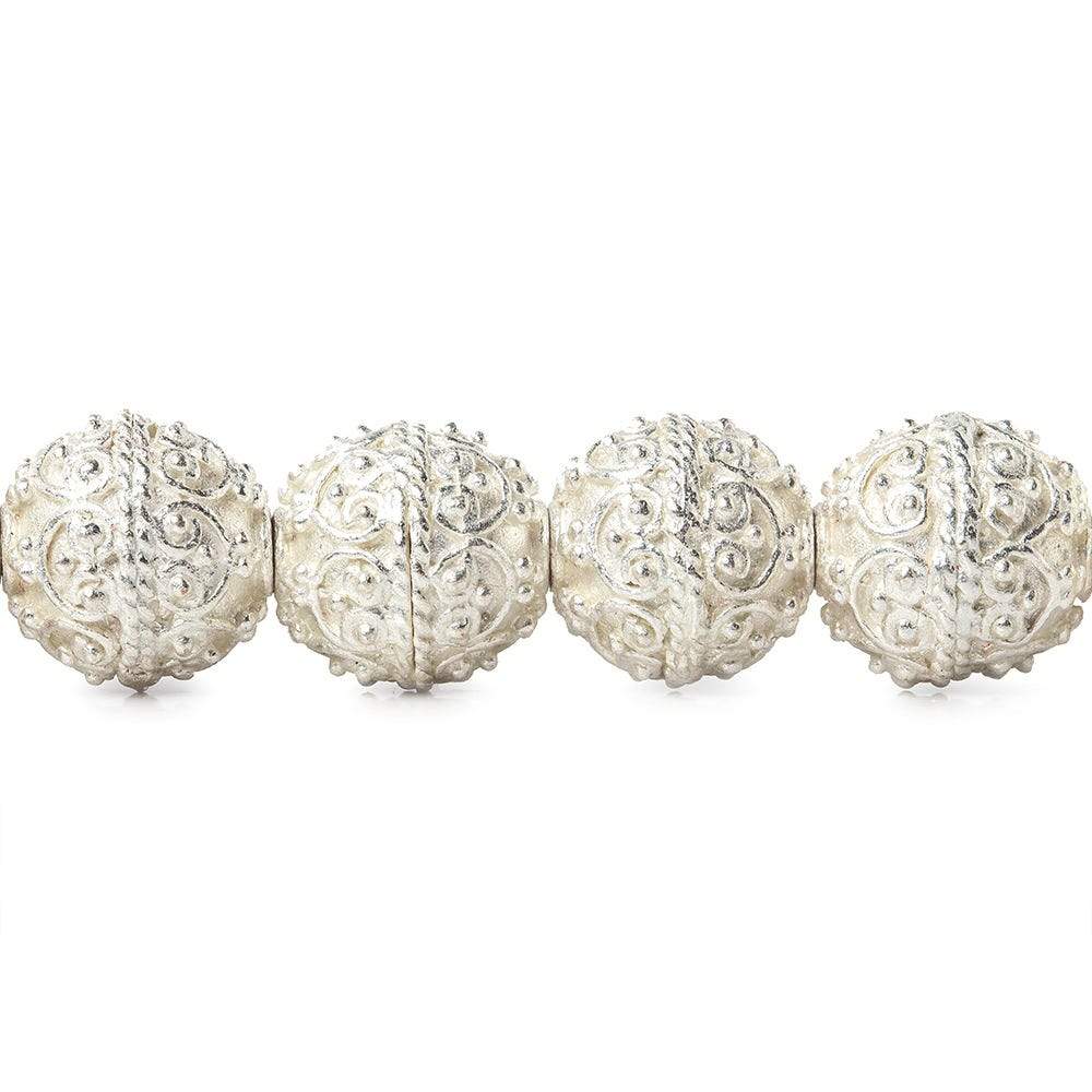 10x10mm Sterling Silver Plated Copper Bead Roval Victorian Swag with Miligrain 8 inch 20 pcs - Beadsofcambay.com