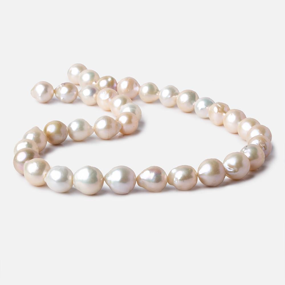 10x11-12x13mm Light Tri Color Baroque Freshwater Pearls 16 inch 33 pieces A grade - Beadsofcambay.com