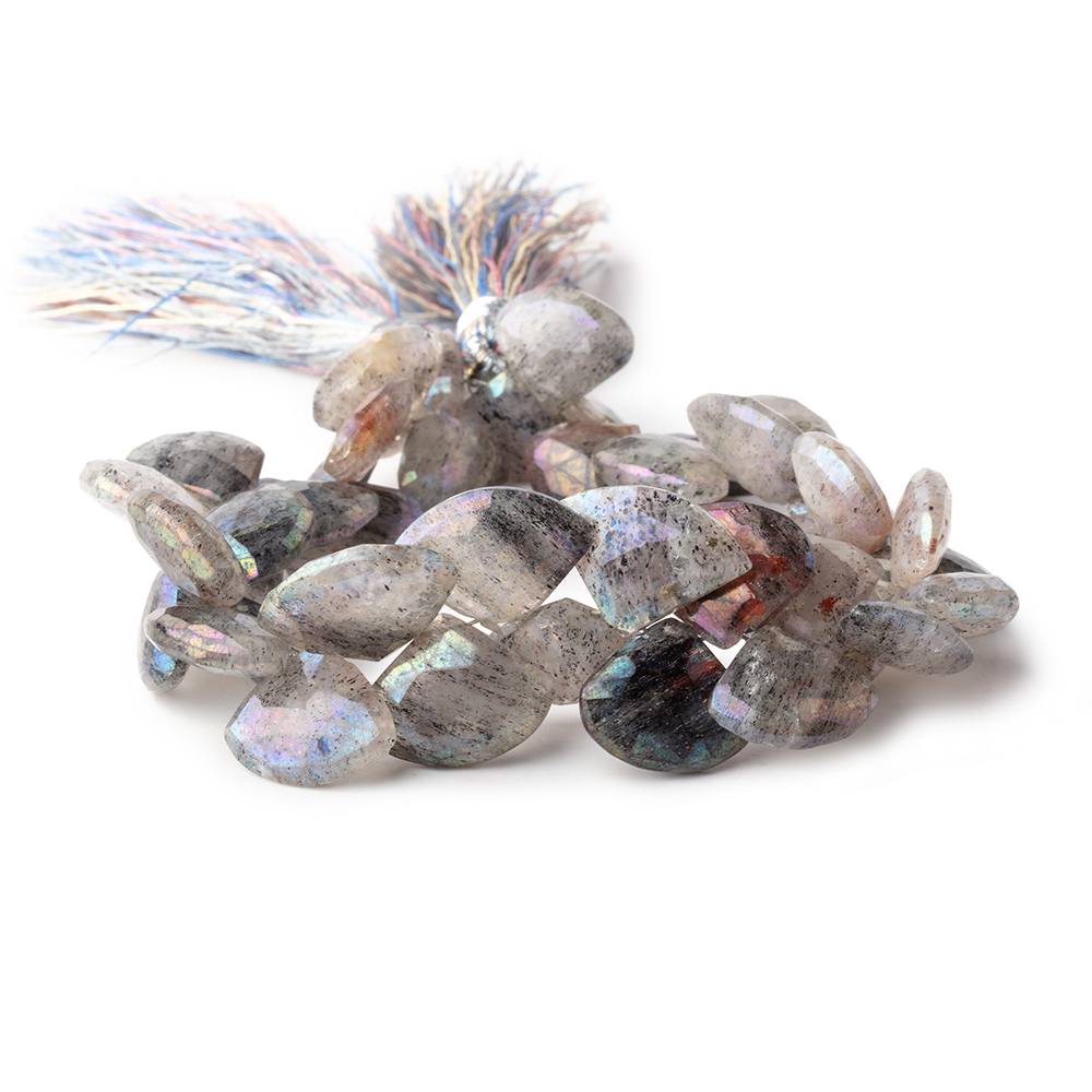 10x12-10x14mm Metallic Moss Quartz Faceted Fan Beads 7 inch 42 pieces - Beadsofcambay.com