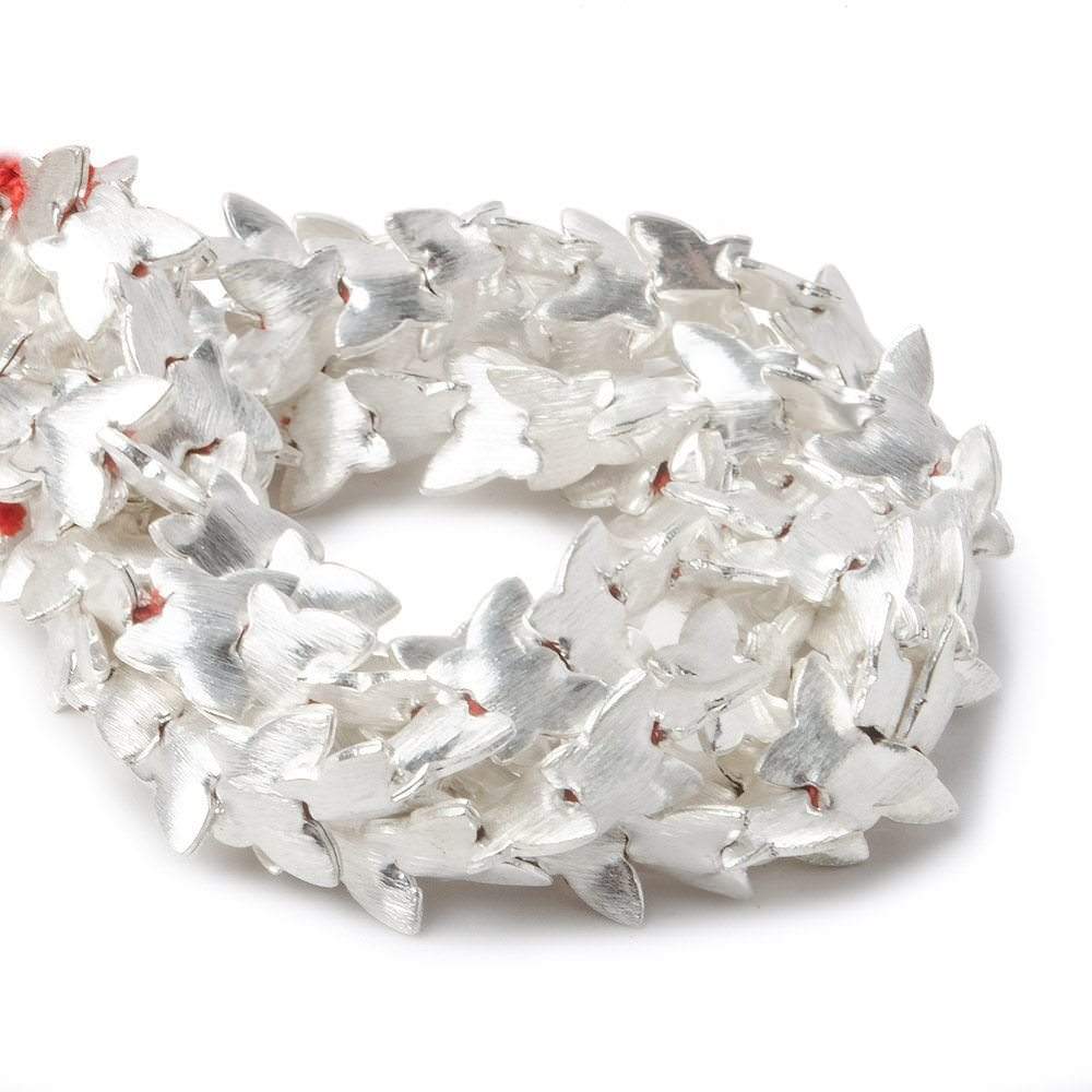 10x12mm Sterling Silver Plated Copper Butterfly Brushed Bead 8 inch 35 pcs - Beadsofcambay.com