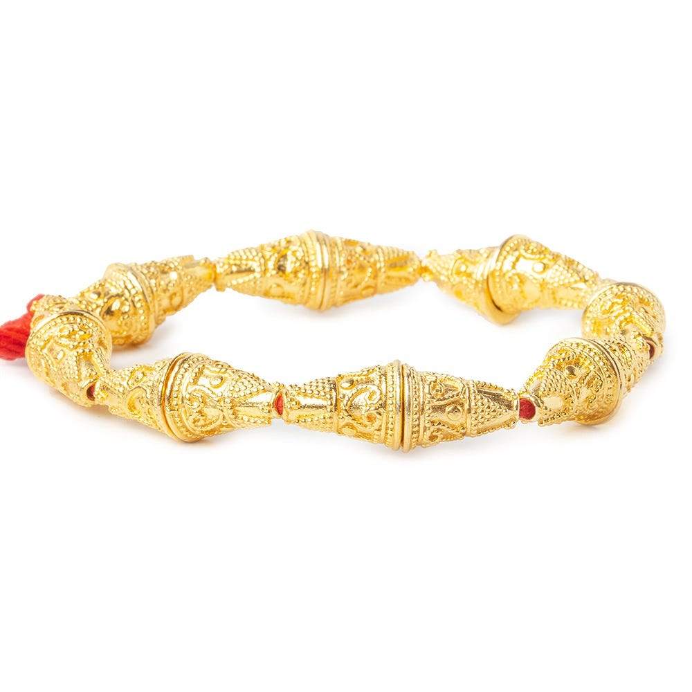 10x14mm 22kt Gold plated Miligrain Cone 8 inch 16 pieces - Beadsofcambay.com