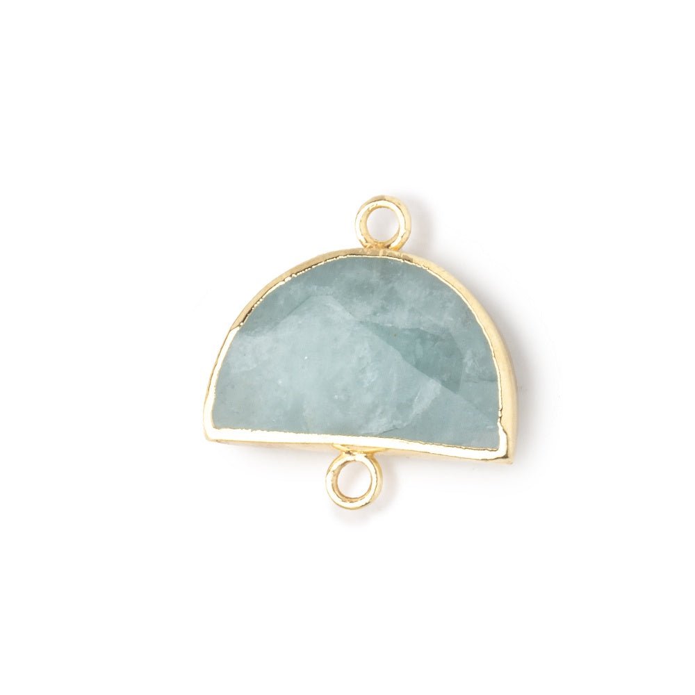 10x15mm Gold Leafed Aquamarine Faceted Half Moon Focal Connector 1 piece - Beadsofcambay.com