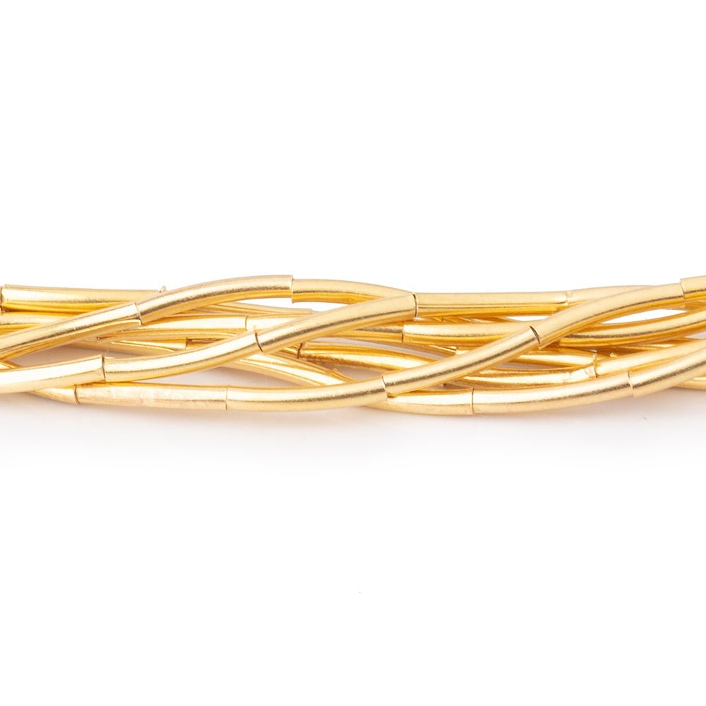 10x1.5mm Vermeil Tube Beads 8 inch 20 pieces - Beadsofcambay.com