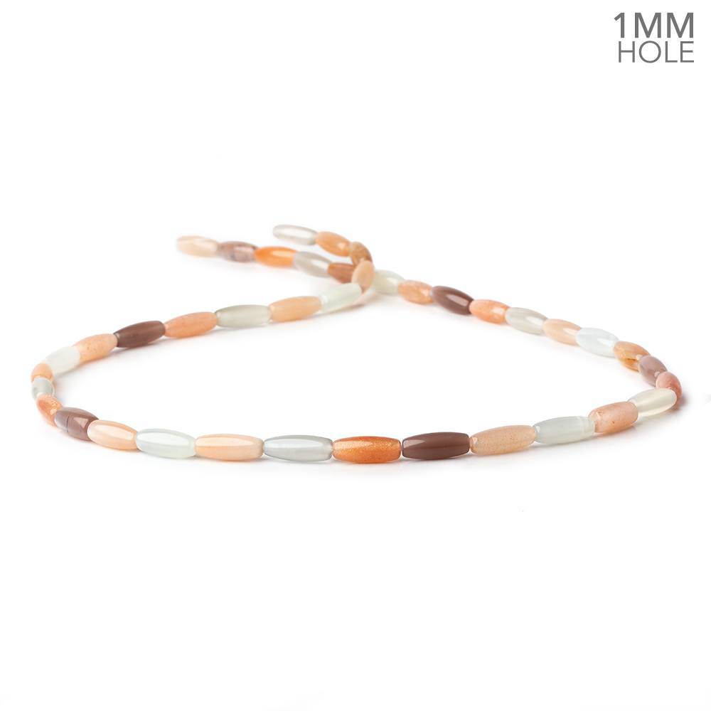 10x4mm Multi Color Moonstone plain rice large hole beads 16 inch 40 pieces A - Beadsofcambay.com