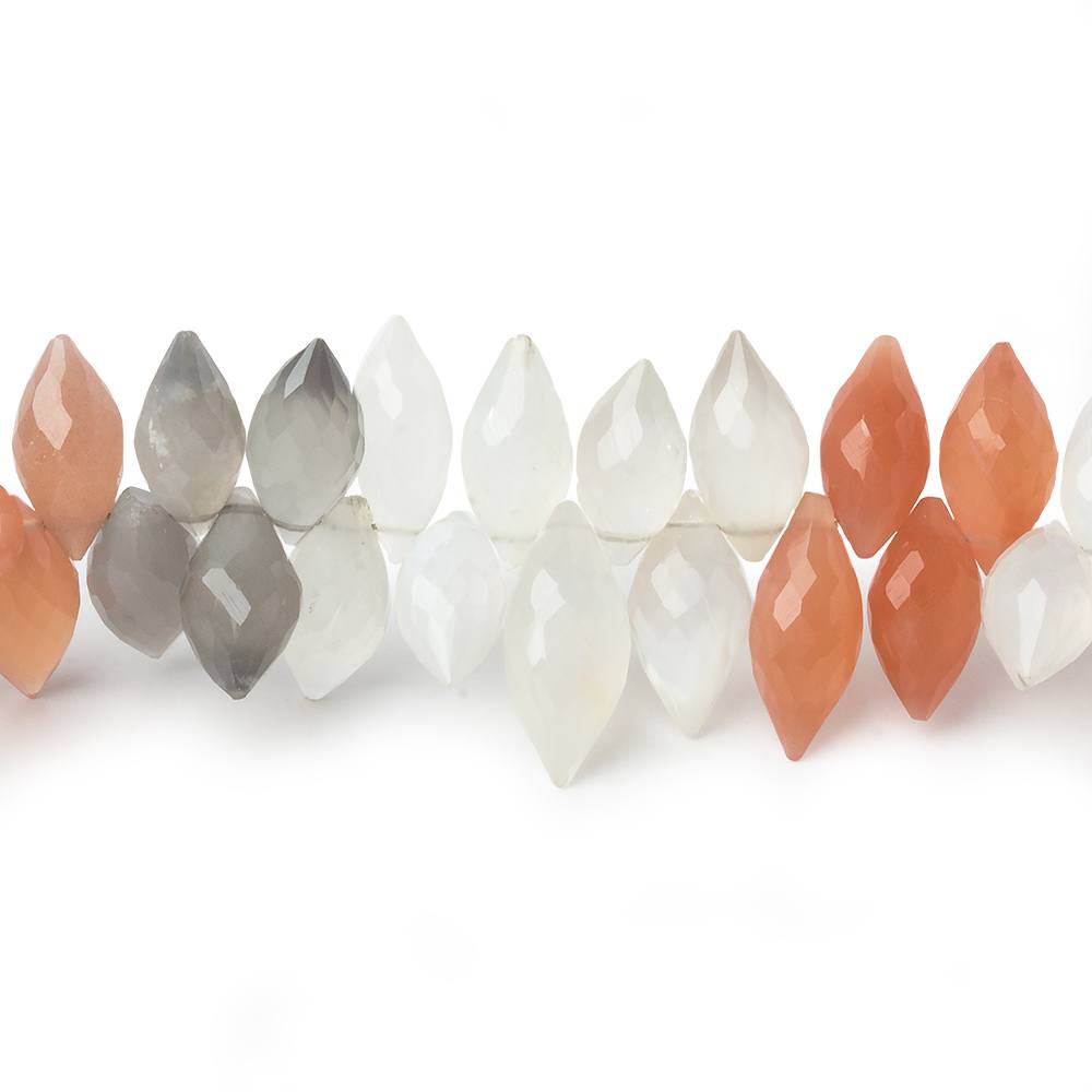 10x5-12x6mm Multi Color Moonstone faceted marquise 8 inch 74 beads AA - Beadsofcambay.com